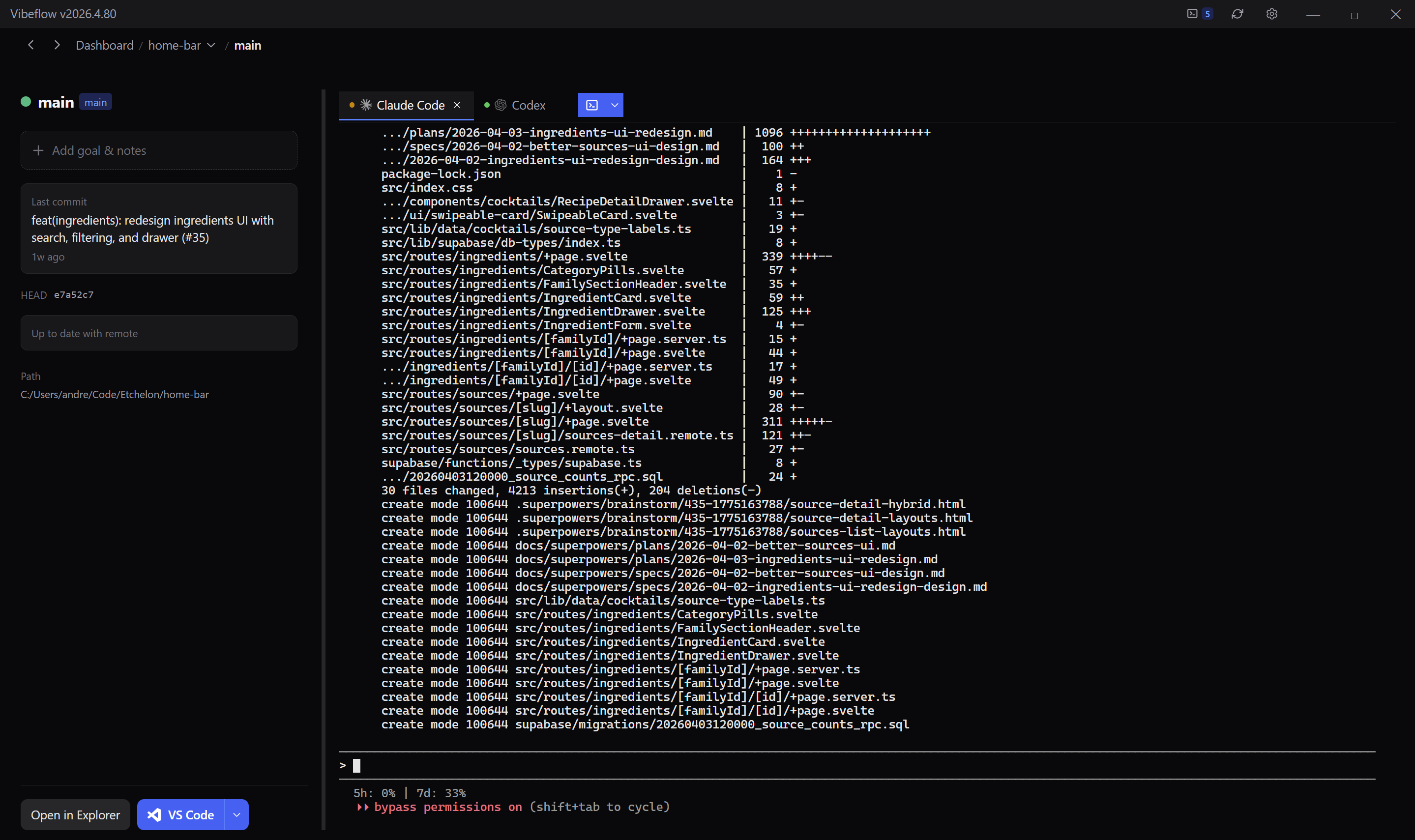 Worktree page with embedded terminal running Claude Code